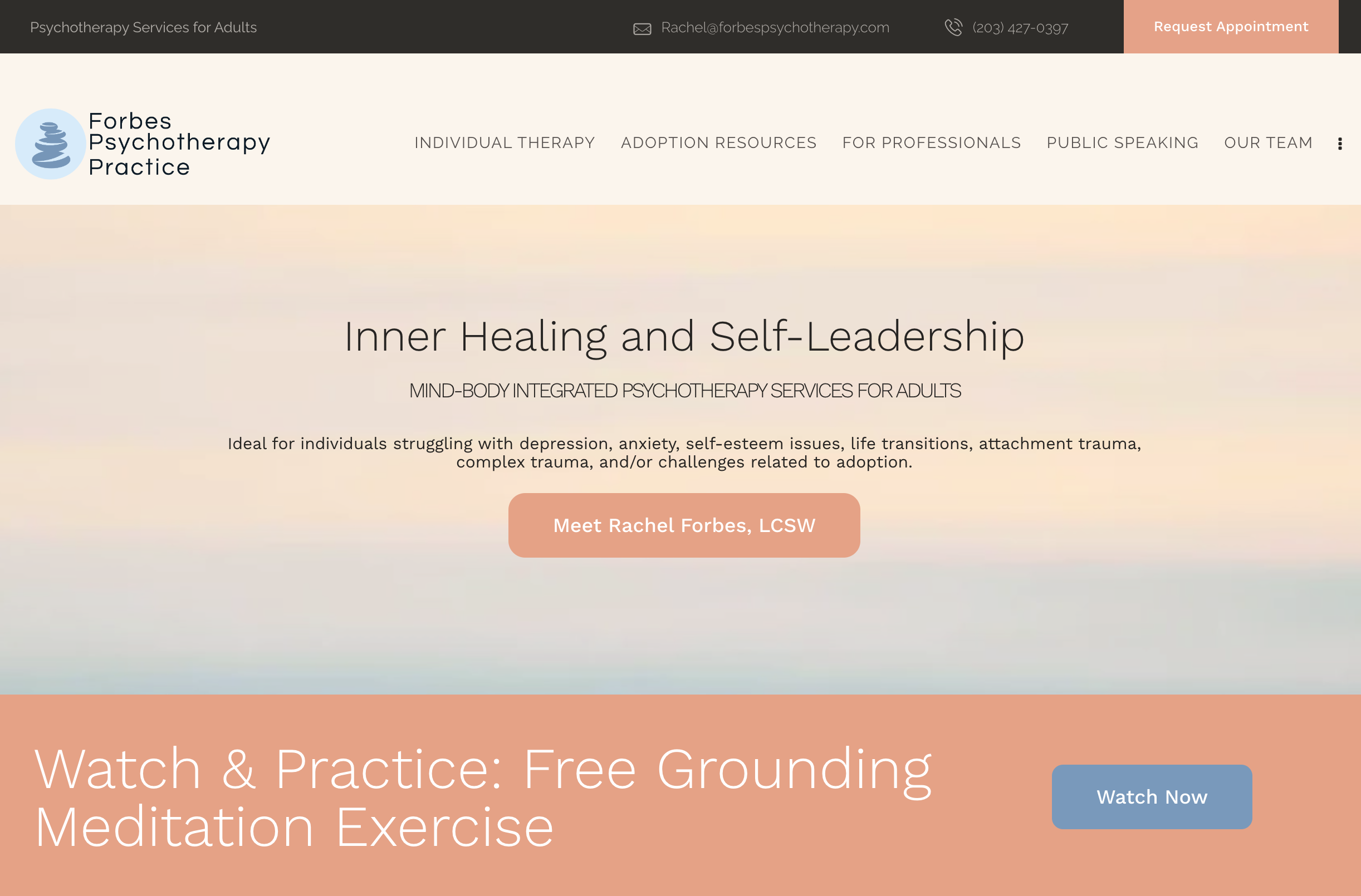 Website Homepage for Forbes Psychotherapy in Fairfield, CT